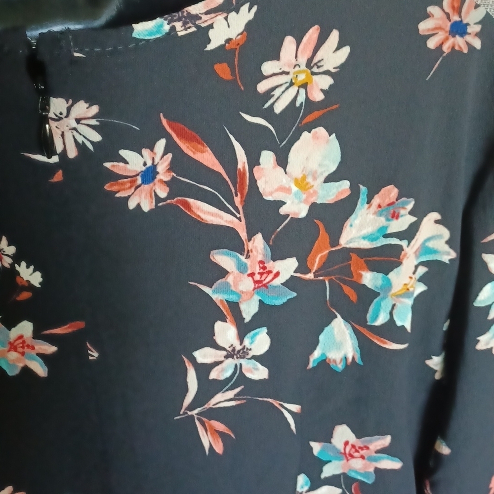 EUC TIANA B BLACK FLORAL DESIGN DRESS, Sz S - Picture 4 of 5
